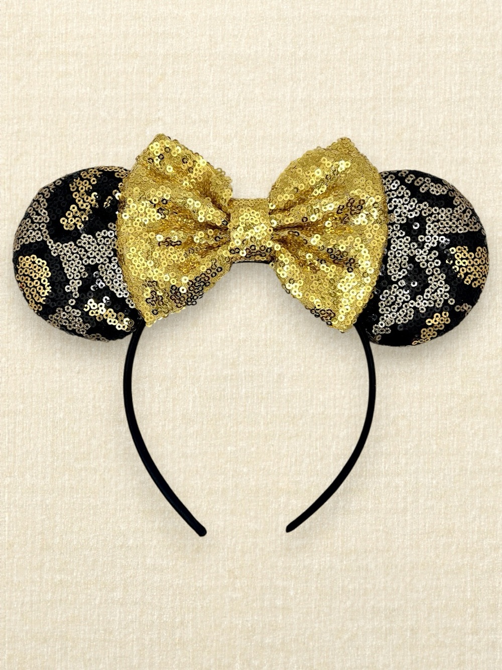 Black & Gold Animal Print Minnie Ears | Disney-Inspired Leopard Print Mouse Ears